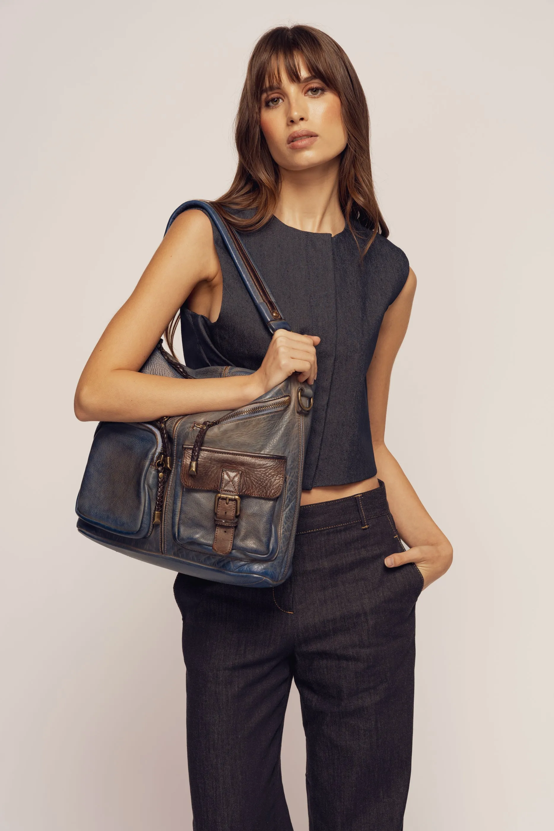Bayside84 Multipocket Shoulder Bag - Antique Blue - Canada