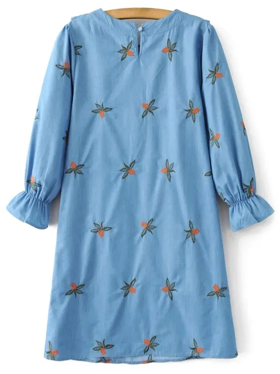BerryBetty - Fashion Frilled Chevron Pattern Tunic Dress
