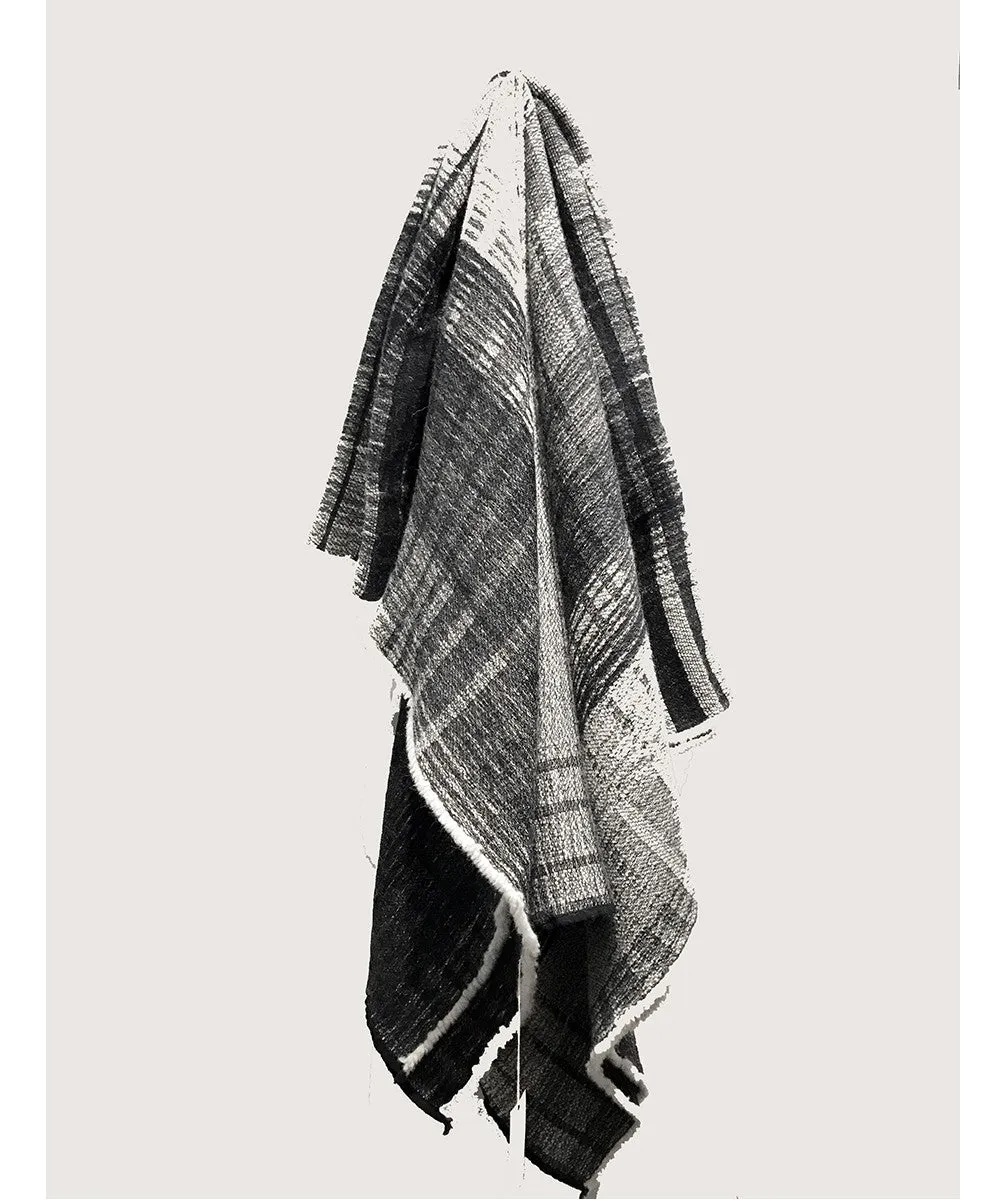 Black and White Circuit Hemmed Throw by The Oriole Mill