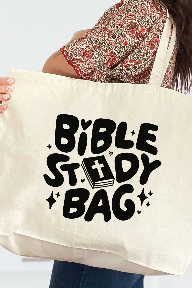 Black Bible Study Bag Canvas Jumbo Tote