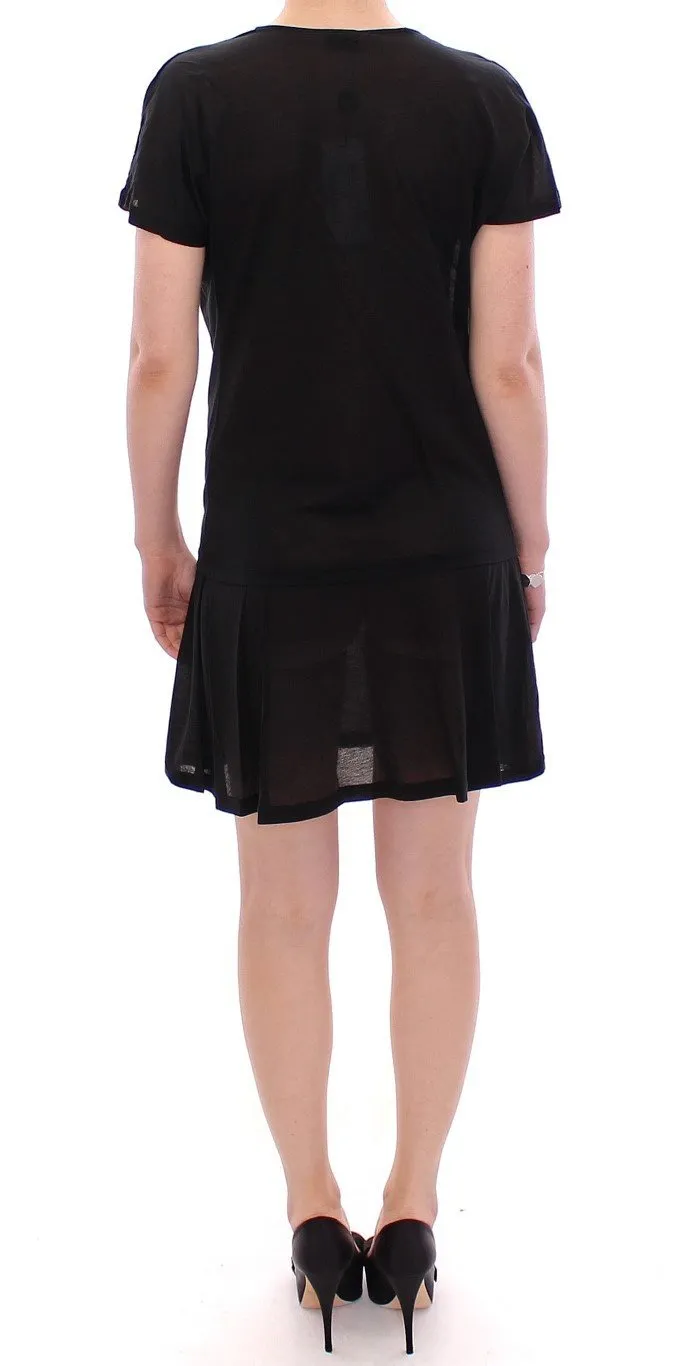Black cotton semi transparent dress