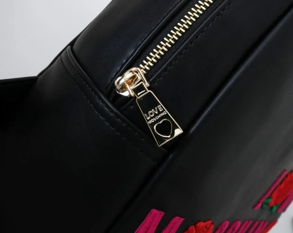 Black Faux Leather Backpack