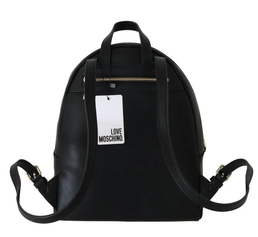 Black Faux Leather Backpack
