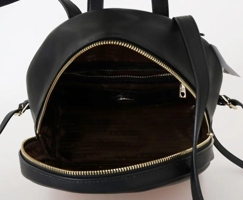 Black Faux Leather Backpack