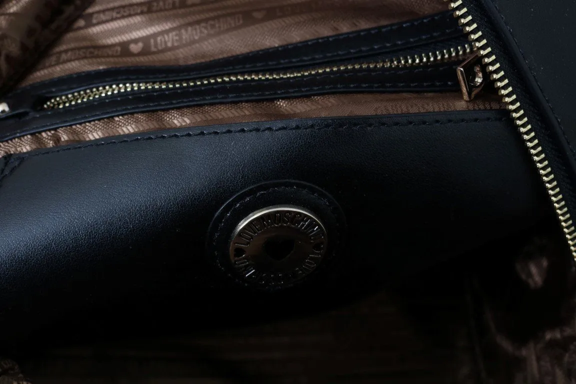 Black Faux Leather Backpack