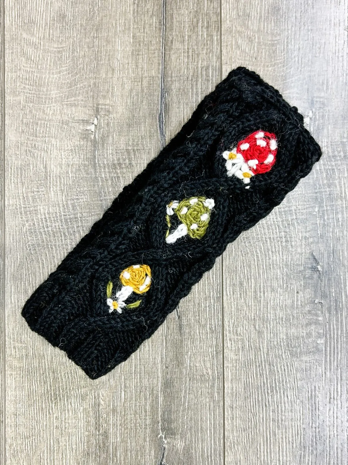 Black Mushroom Wool Handwarmers