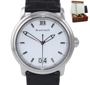 BLANCPAIN LEMAN GRANDE DATE WHITE DIAL Black Strap 40MM 2850-1127-53b Box