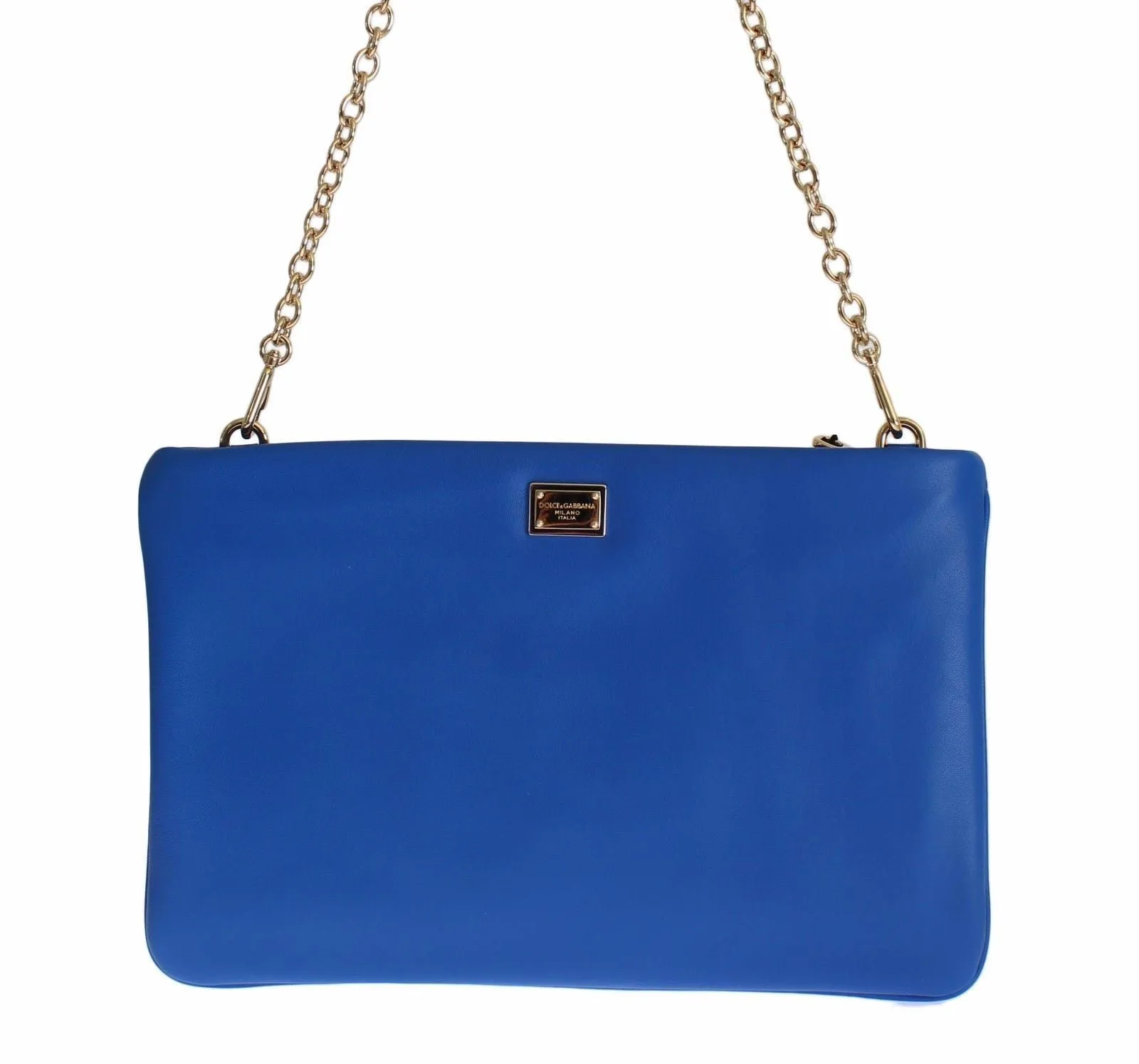 Blue Leather Multicolor Heart Crystal Clutch