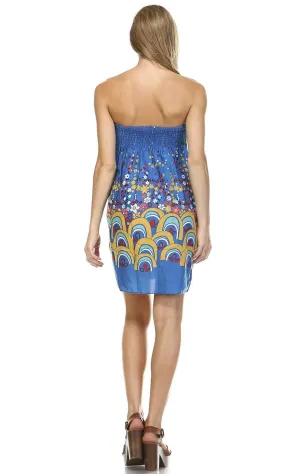 Blue Mini Floral Elastic Band Top Sundress
