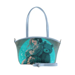 Blue Wide Tote Bag Teddy Bear