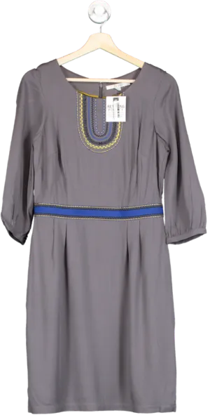 Boden Pewter Carla Embroidered detail Tunic Dress  UK 12