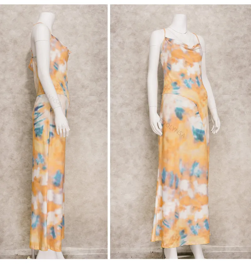 Boho Printed Maxi Dress Sundress Beach Wear Spaghetti Strap Dress