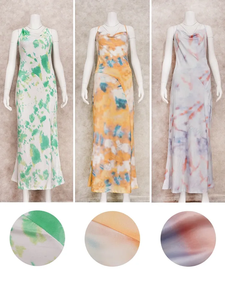 Boho Printed Maxi Dress Sundress Beach Wear Spaghetti Strap Dress