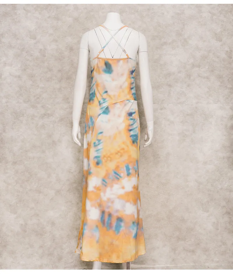 Boho Printed Maxi Dress Sundress Beach Wear Spaghetti Strap Dress