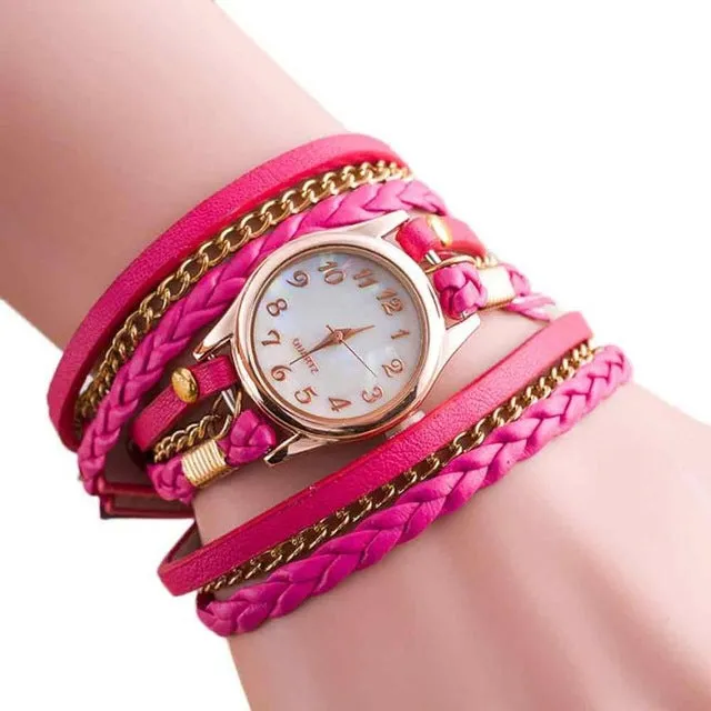 Boho Style Watches Women 2018 Fashion Wrap Around Bracelet Watch Synthetic Leather Quartz-Watch montre femme bayan kol saati