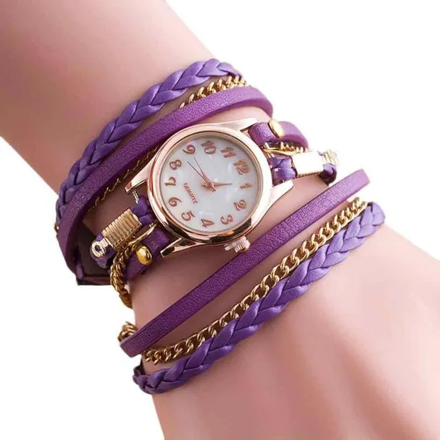 Boho Style Watches Women 2018 Fashion Wrap Around Bracelet Watch Synthetic Leather Quartz-Watch montre femme bayan kol saati