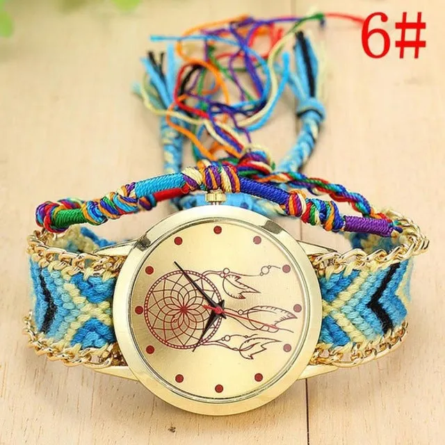 Boho Womens Watches 2018 Native Handmade Ladies Watches Vintage Quartz Watch Dreamcatcher Clock Woman Montre Femme