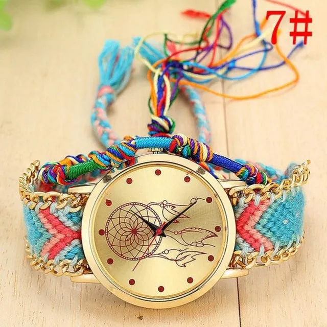 Boho Womens Watches 2018 Native Handmade Ladies Watches Vintage Quartz Watch Dreamcatcher Clock Woman Montre Femme