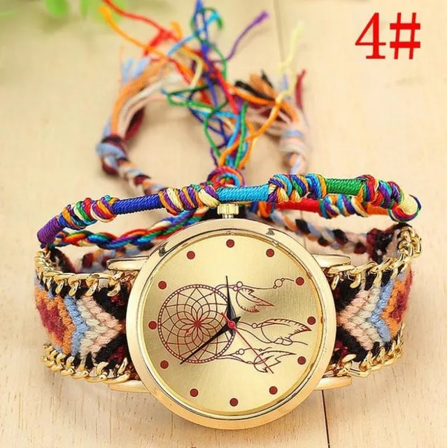 Boho Womens Watches 2018 Native Handmade Ladies Watches Vintage Quartz Watch Dreamcatcher Clock Woman Montre Femme