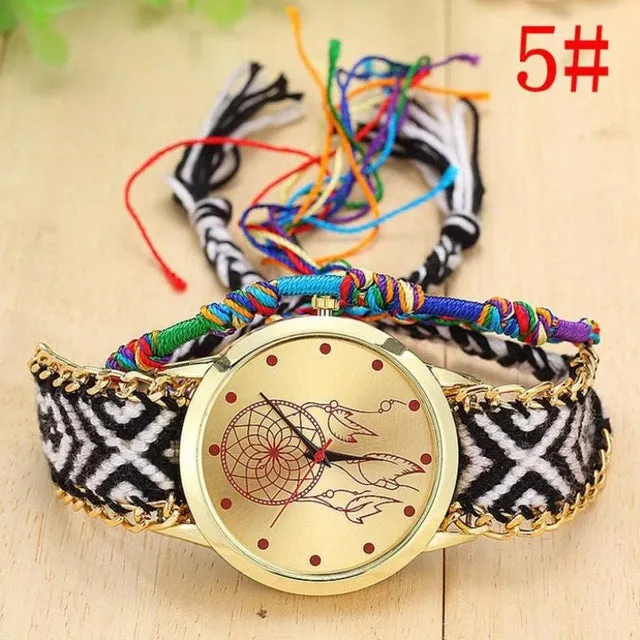 Boho Womens Watches 2018 Native Handmade Ladies Watches Vintage Quartz Watch Dreamcatcher Clock Woman Montre Femme
