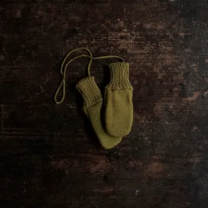 Boiled Merino Wool Mittens - Gold