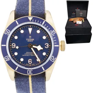 BRAND NEW 2021 Tudor Black Bay Heritage Bucherer Blue Bronze 43mm Watch 79250 B