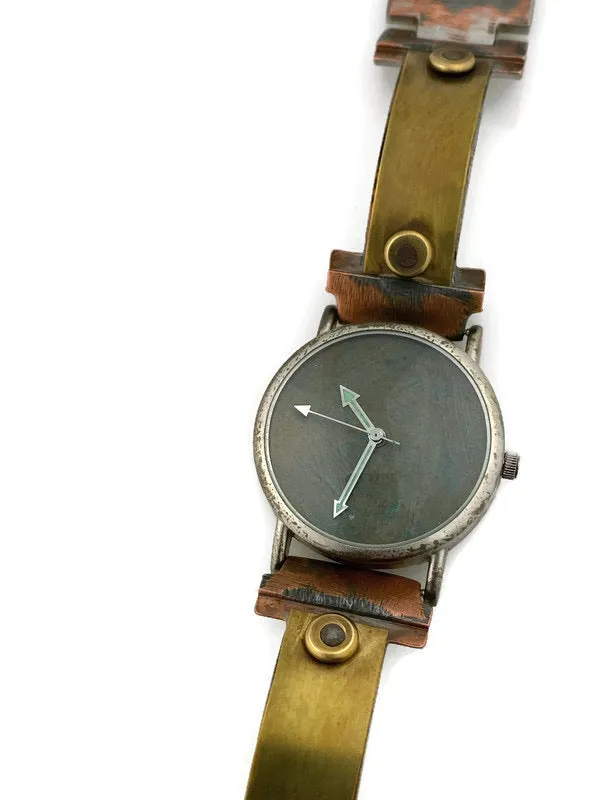 Brass Watch, blue Dial