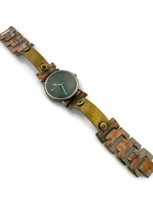 Brass Watch, blue Dial