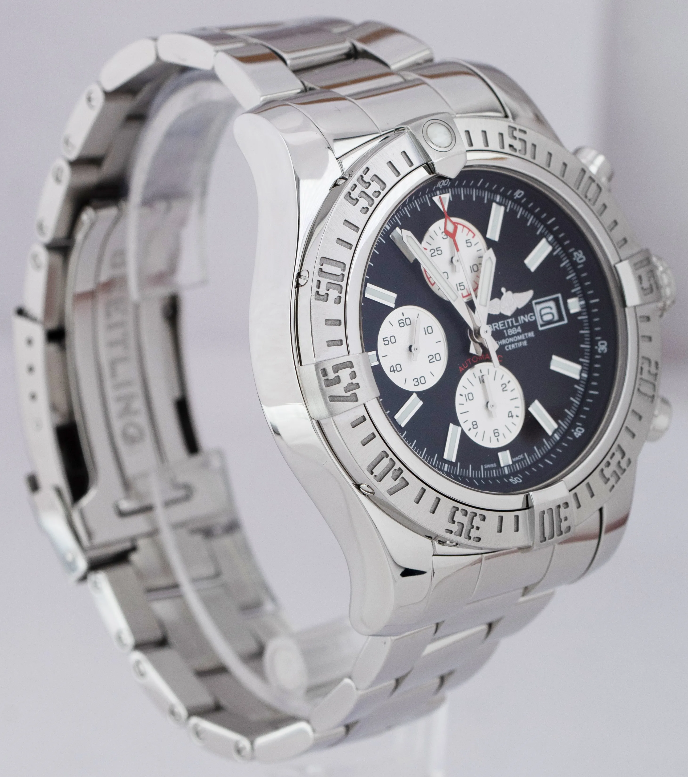 Breitling Super Avenger II Chronograph 48mm Black Stainless Steel A13371 Watch