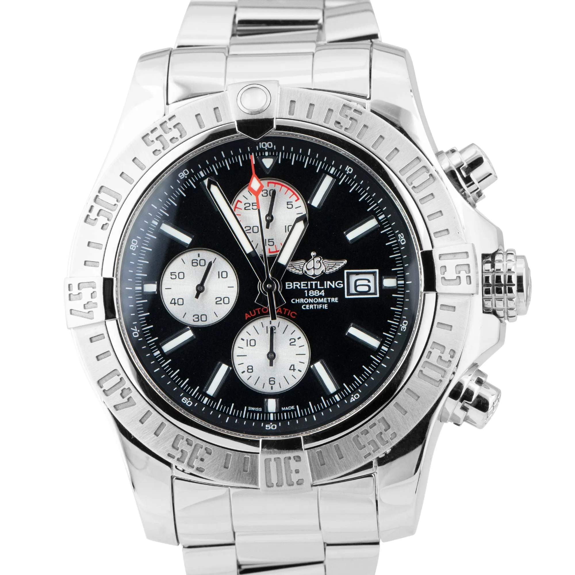Breitling Super Avenger II Chronograph 48mm Black Stainless Steel A13371 Watch