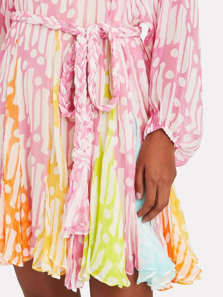 Brenda® | Printed tunic mini dress with round collar and belt