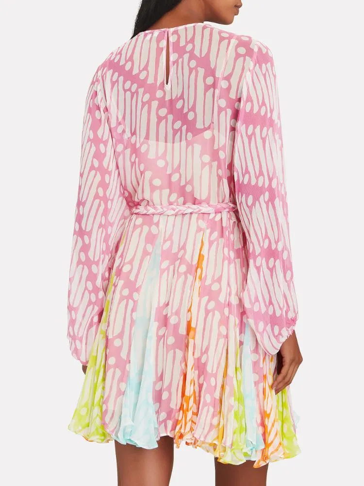 Brenda® | Printed tunic mini dress with round collar and belt
