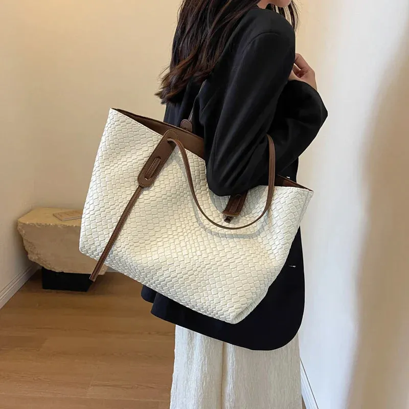 Bridget Woven Texture Shopper Totes