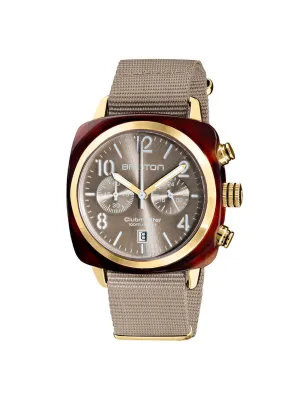 Briston Clubmaster Classic Acetate Chronograph Yellow Gold Grey Taupe Sunray 40mm
