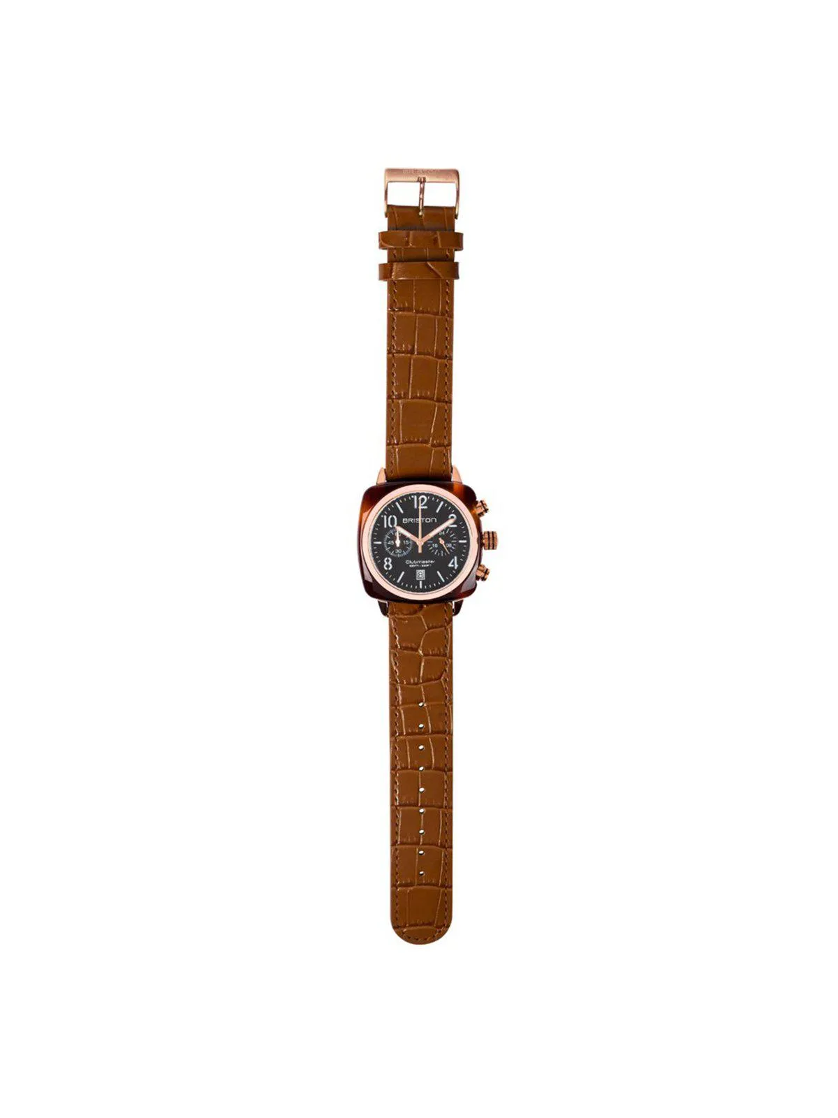 Briston Luxury Leather Strap Brown Alligator Yellow Gold 20mm
