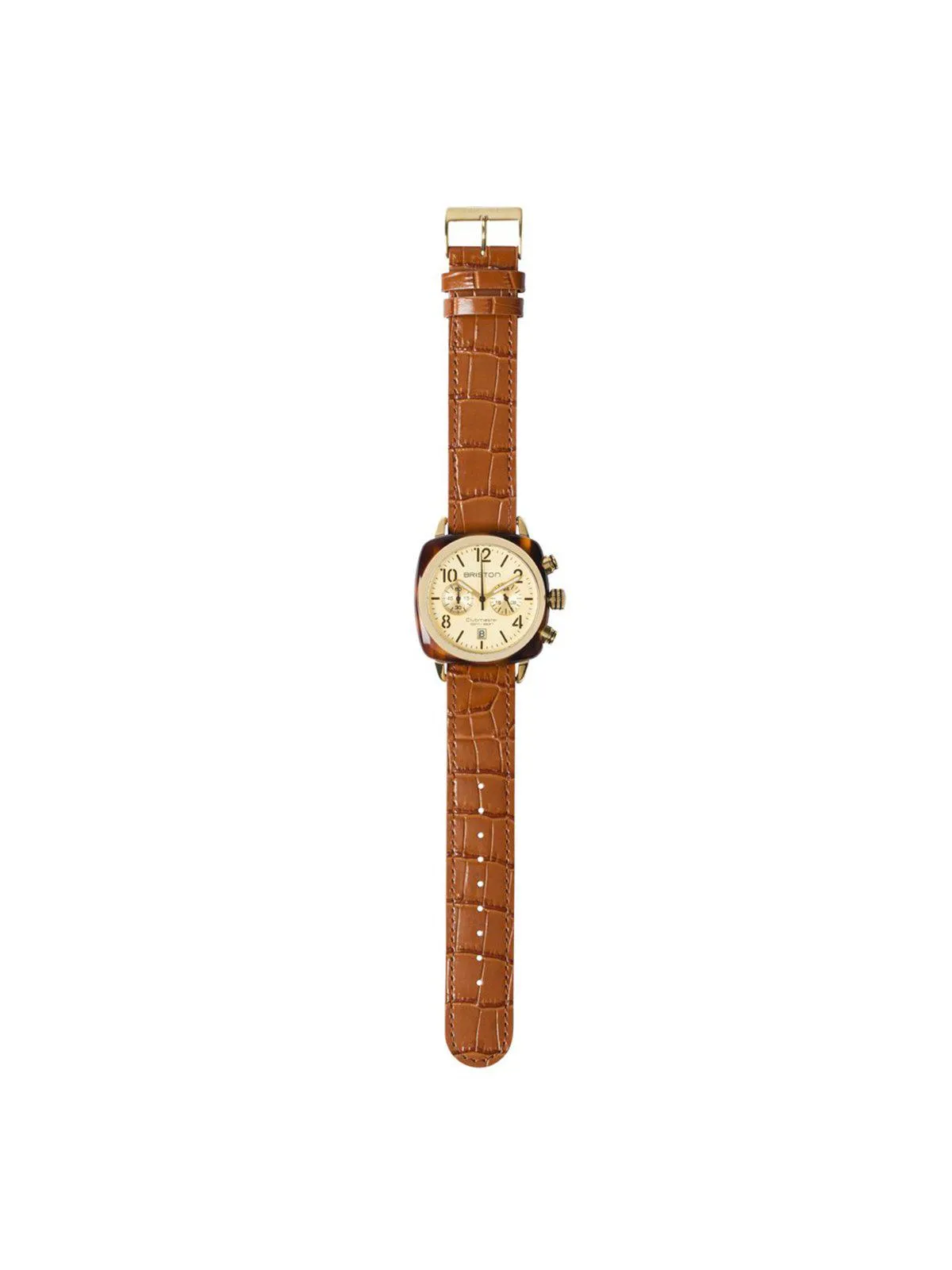 Briston Luxury Leather Strap Brown Alligator Yellow Gold 20mm