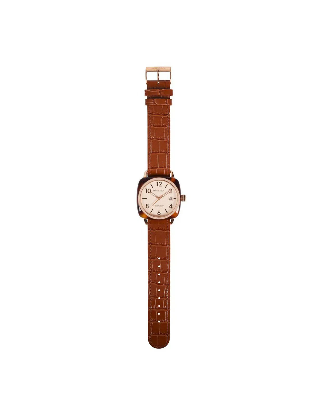 Briston Luxury Leather Strap Brown Alligator Yellow Gold 20mm