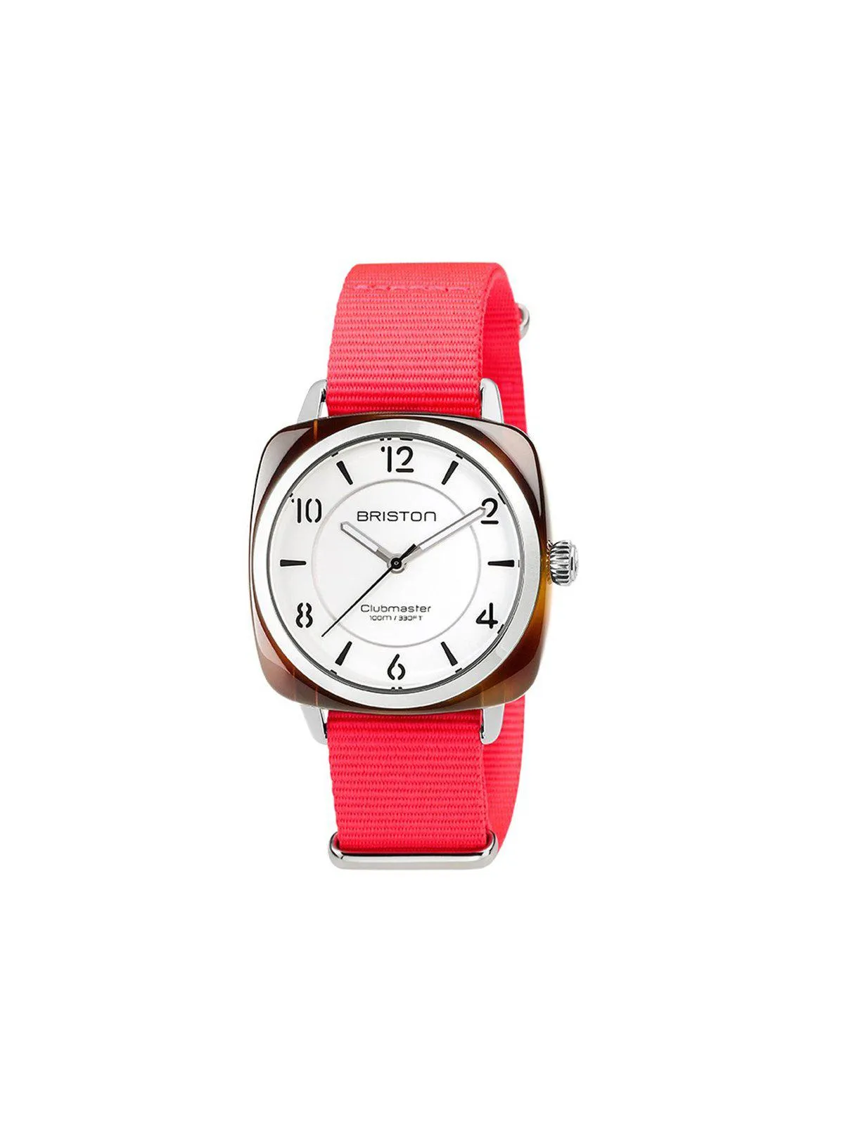 Briston Nato Strap Neon Pink Polished Steel 18mm