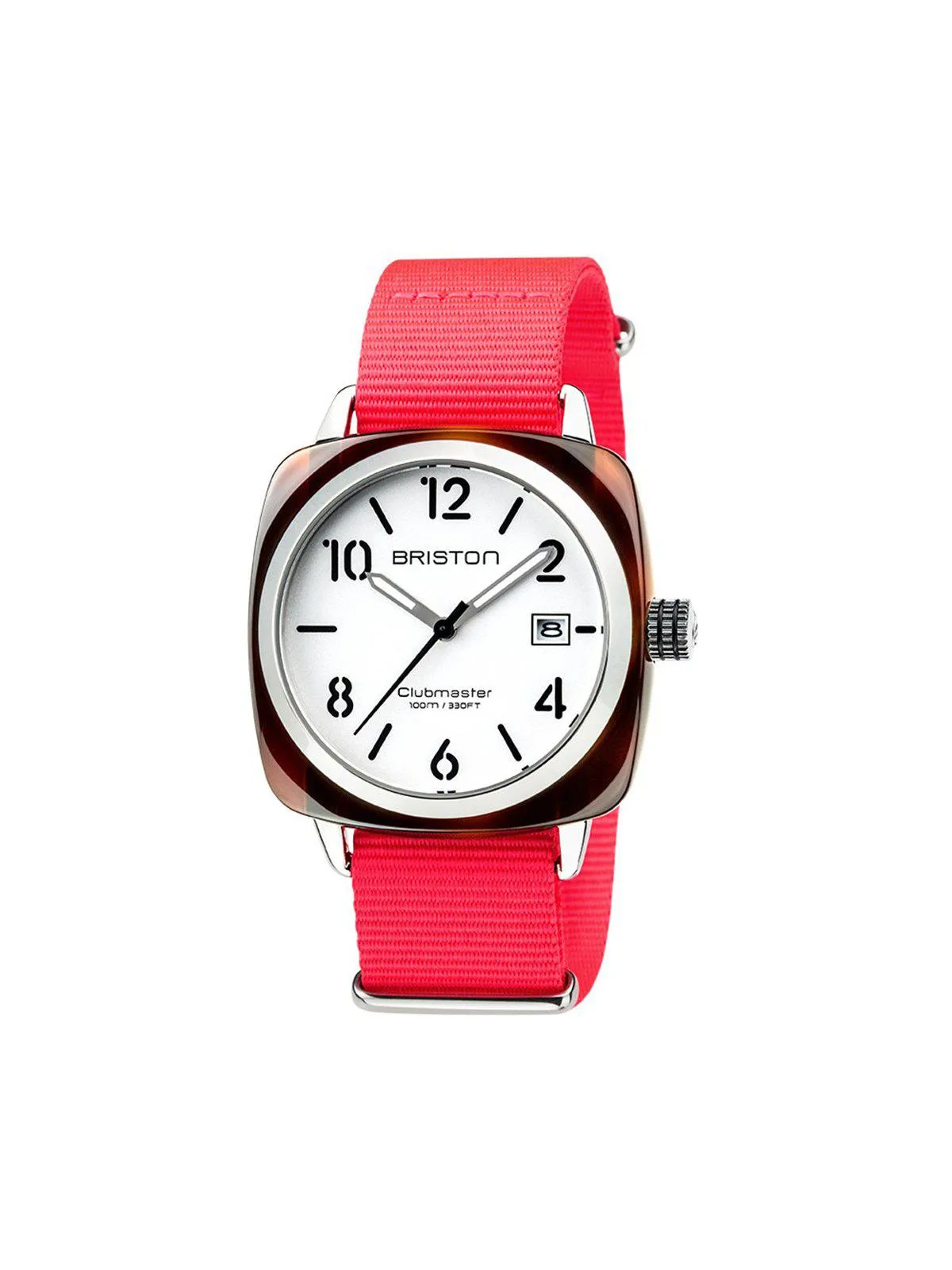 Briston Nato Strap Neon Pink Polished Steel 20mm
