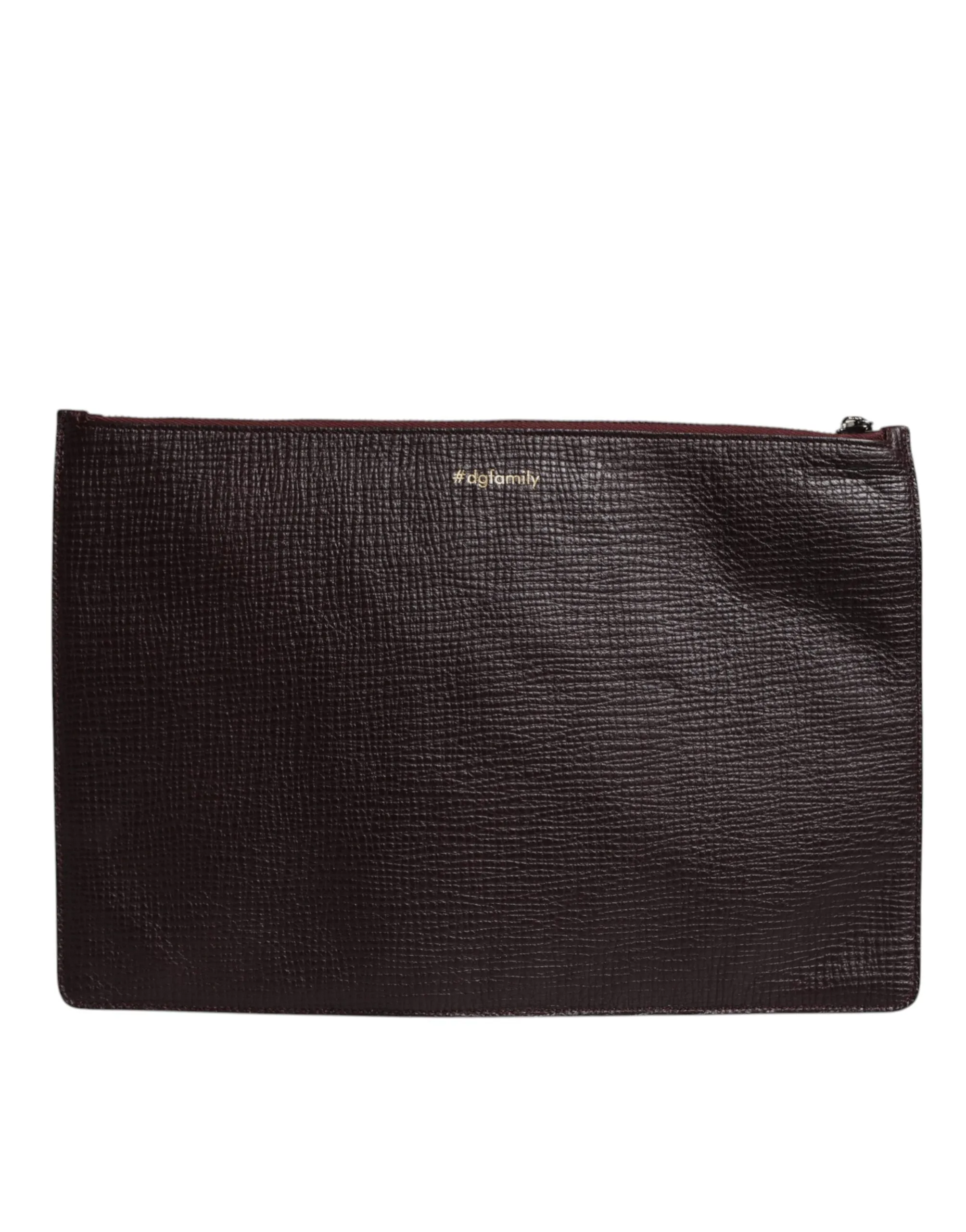 Brown Leather #DGFAMILY Embellished Men Clutch Pouch Bag