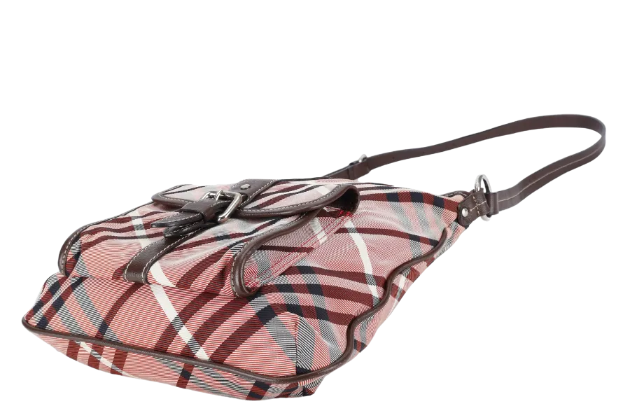BURBERRY BLUE LABEL NOVA CHECK CROSSBODY BAG PINK CANVAS SILVER HARDWARE NO DUST COVER