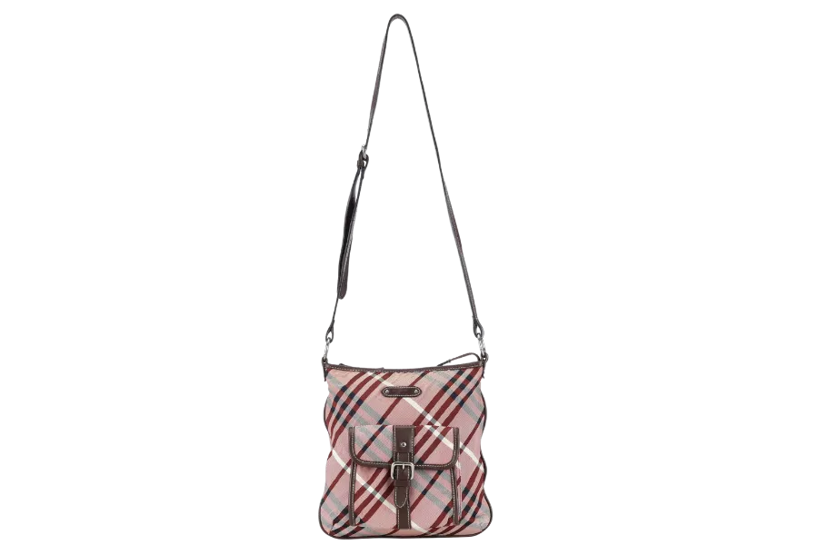 BURBERRY BLUE LABEL NOVA CHECK CROSSBODY BAG PINK CANVAS SILVER HARDWARE NO DUST COVER