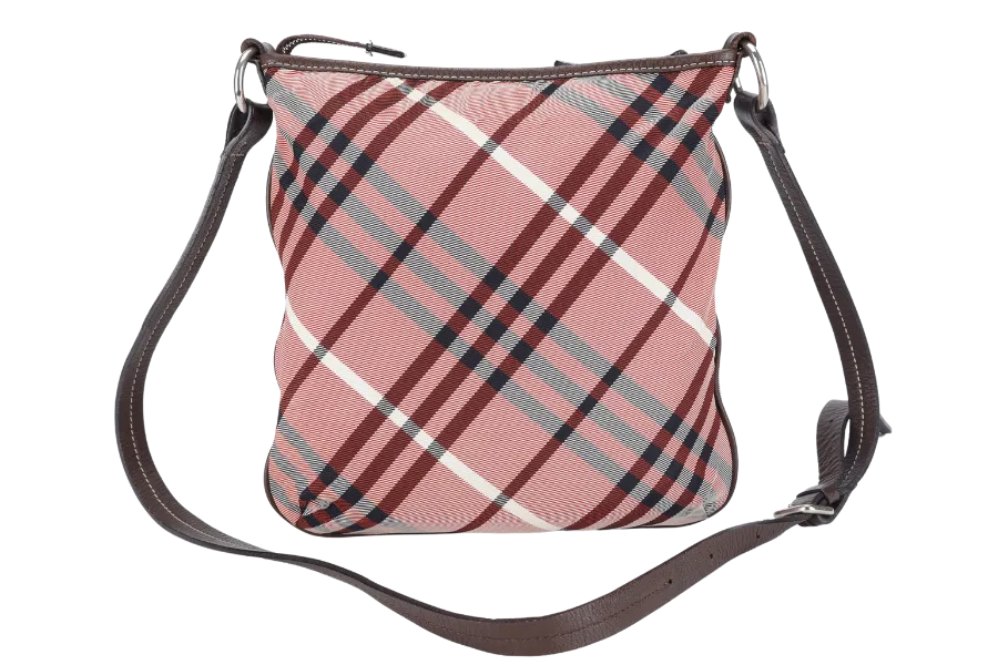 BURBERRY BLUE LABEL NOVA CHECK CROSSBODY BAG PINK CANVAS SILVER HARDWARE NO DUST COVER