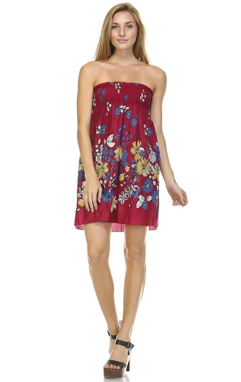Burgundy Windy Floral Elastic Sundress