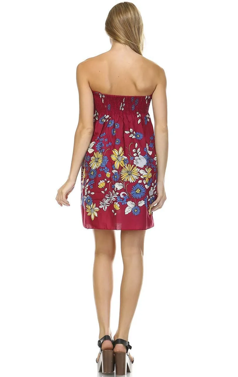 Burgundy Windy Floral Elastic Sundress
