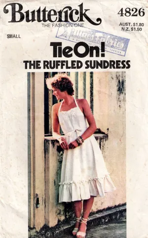 Butterick 4826 EASY Womens Summer Halter Wrap Dress 1970s Vintage Sewing Pattern Size Small 8 - 10