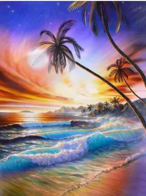 CAK-A47: "Tropical Beach" Framed Crystal Art Kit, 40 x 50cm