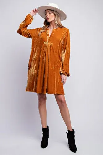 Camel Velvet Tunic Dress