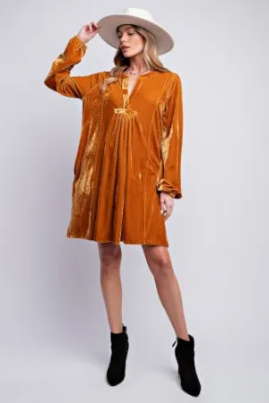 Camel Velvet Tunic Dress