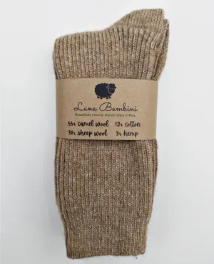 Camelia Wool, Cotton and Hemp mix Socks in Ecru